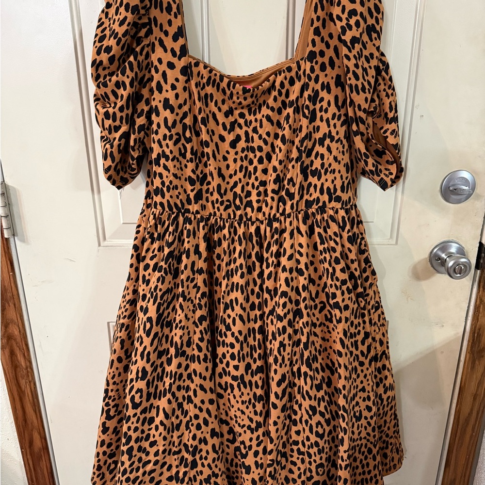 Torrid by Betsey Johnson Stylish Leopard Print puff sleeves Mini Dress